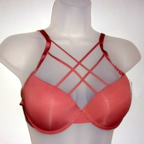 Youmita Cedarwood Plunge Cage Front 32B Bra & Small V-Cut Bikini Panties NWT - Picture 10 of 11